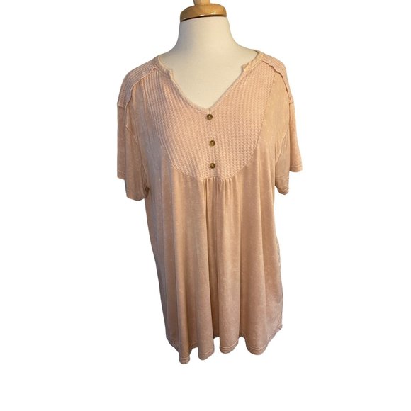 Kori American Peasant Boho Light Pink Oversized Shirt Tunic Women's L - Picture 6 of 12